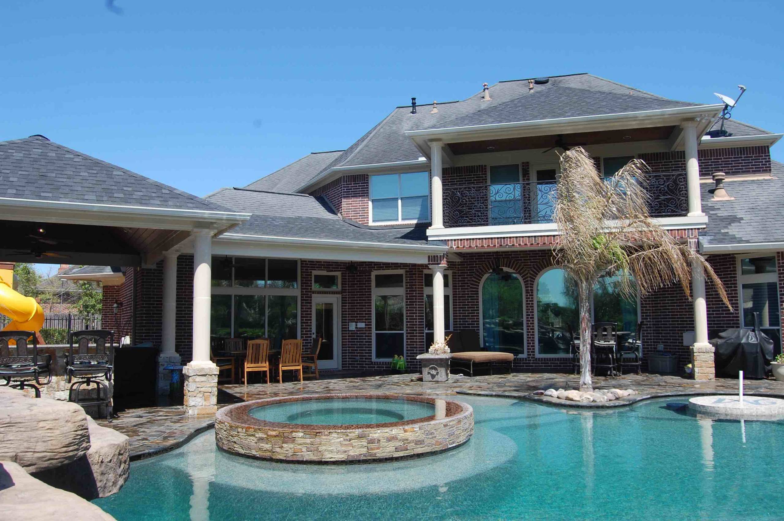 outdoor living -- patio cover and pool